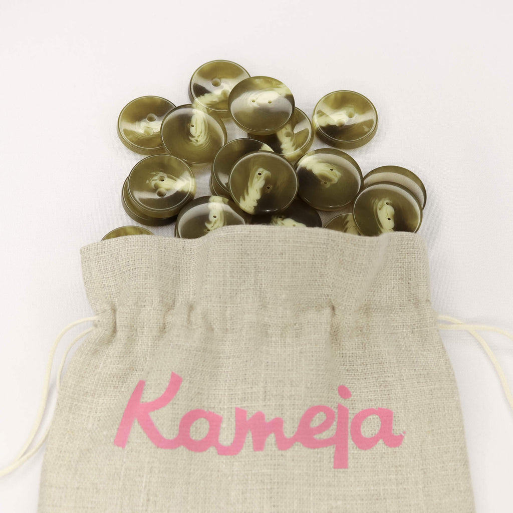Plastmasas poga Ø25mm - sūnu zaļa ar rakstu