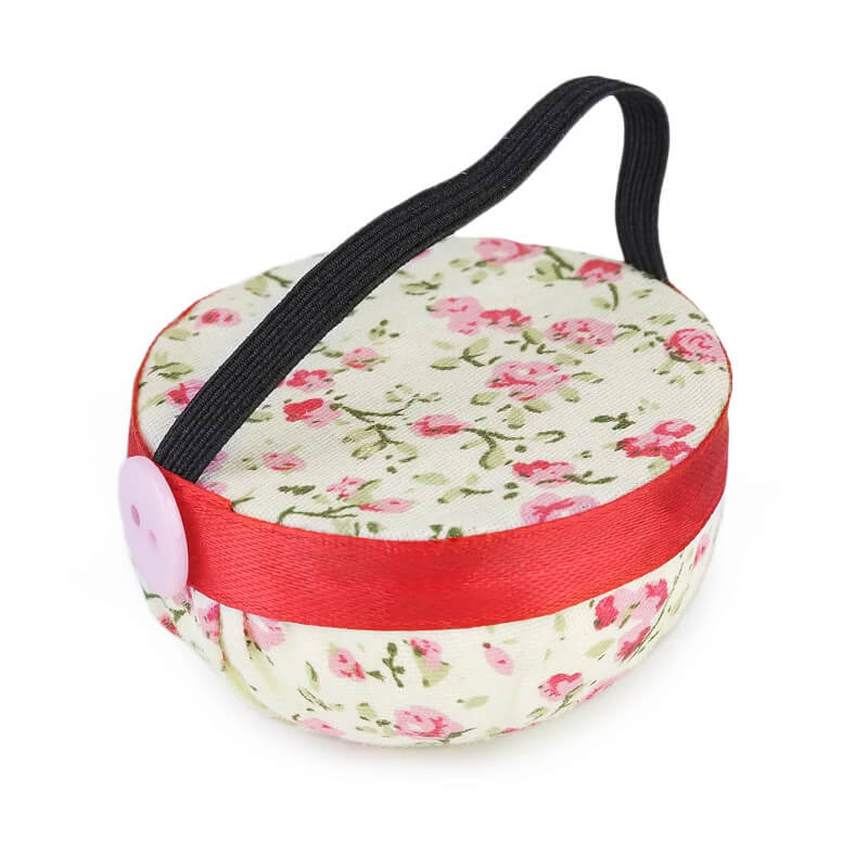 Pincushion with rubber – cream with floral pattern 020572