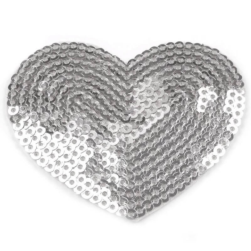 Decorative iron-on applique with sequins - heart 390338