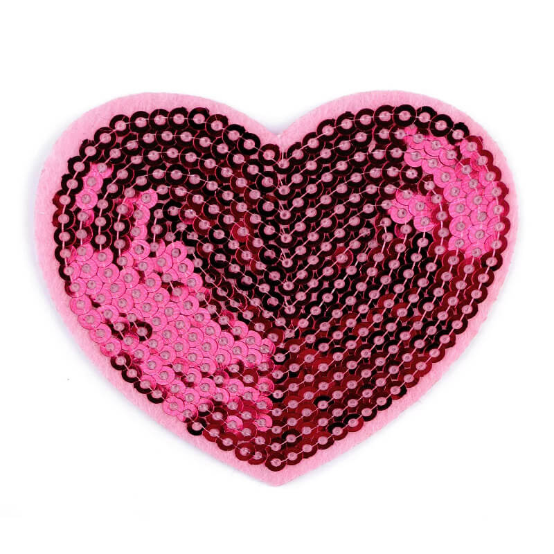 Decorative iron-on applique with sequins - heart 390338