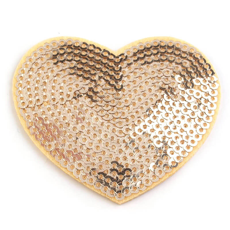 Decorative iron-on applique with sequins - heart 390338
