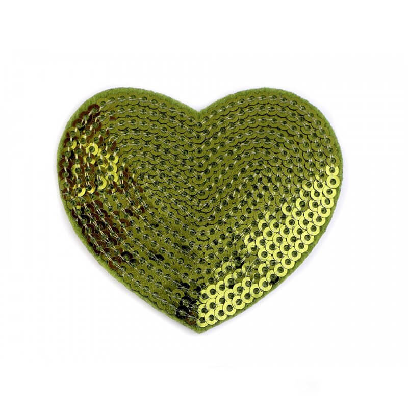 Decorative iron-on applique with sequins - heart 390338