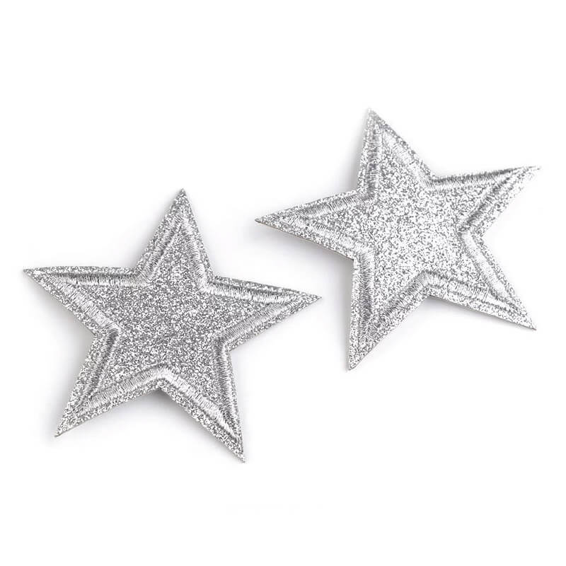 Decorative iron-on applique with glitter - star 390630
