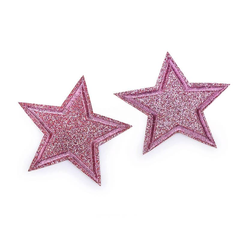 Decorative iron-on applique with glitter - star 390630