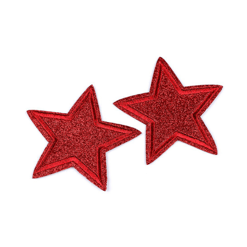Decorative iron-on applique with glitter - star 390630