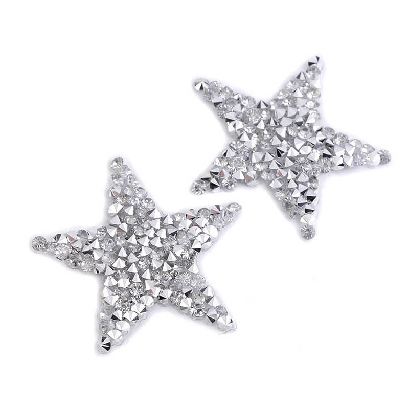 Decorative iron-on applique with faceted stones – star 390687