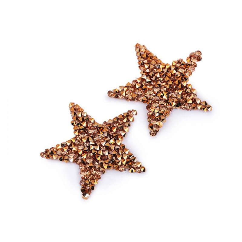 Decorative iron-on applique with faceted stones – star 390687