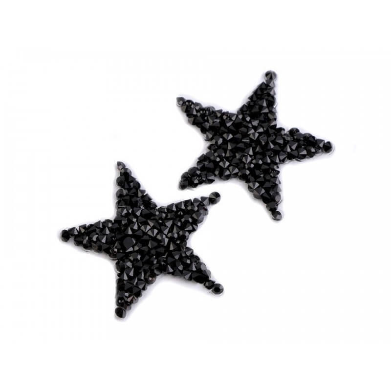 Decorative iron-on applique with faceted stones – star 390687