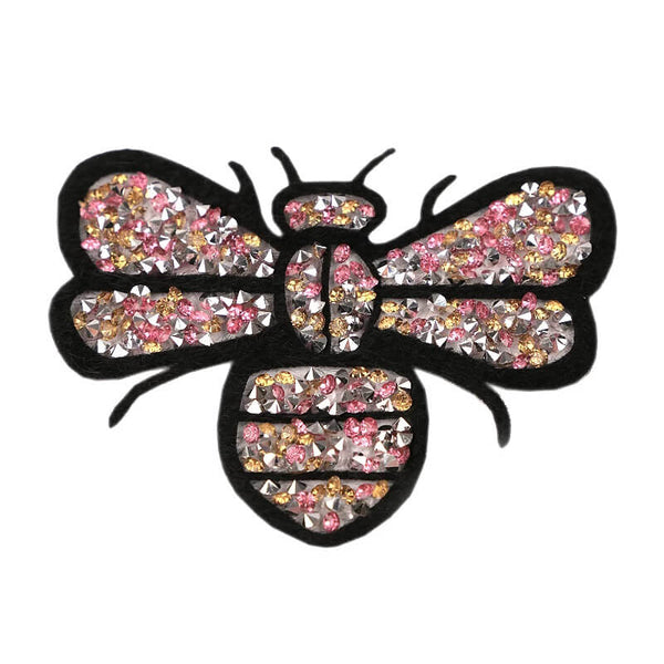 Dekoratīva piegludināma aplikācija ar slīpētiem akmentiņiem - bitīte