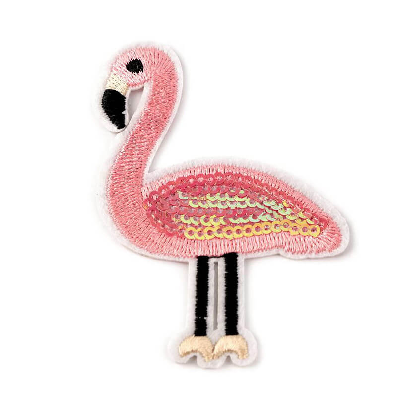 Decorative iron-on applique with sequins – flamingo 390999