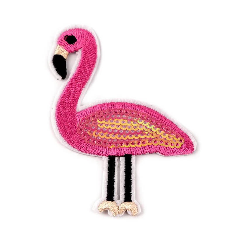 Decorative iron-on applique with sequins – flamingo 390999