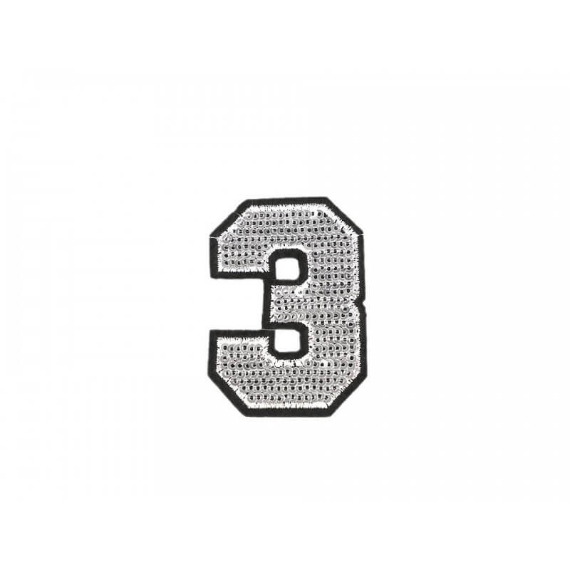 Decorative iron-on applique with sequins – number