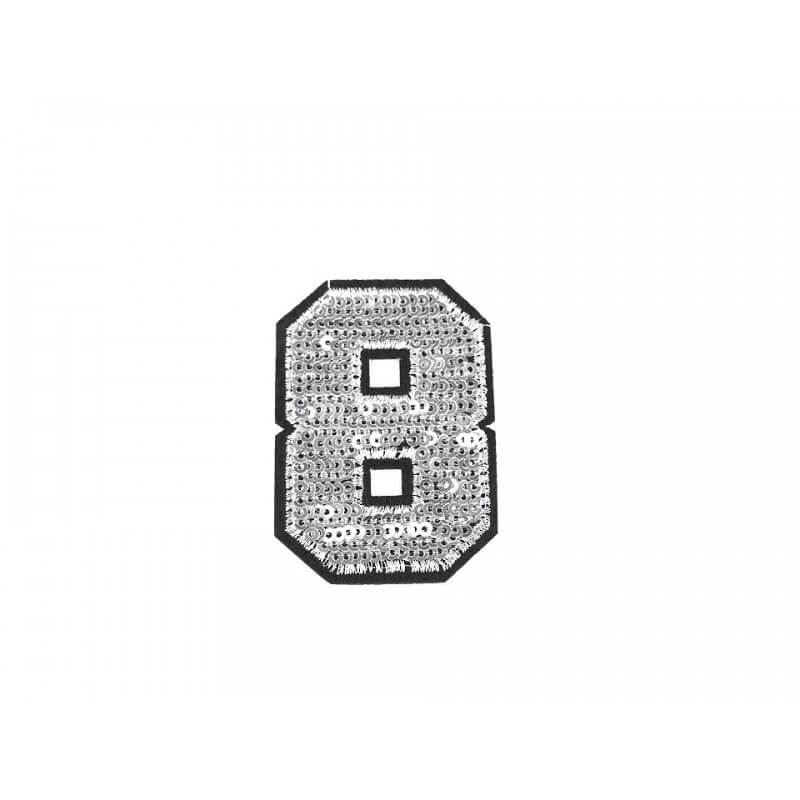 Decorative iron-on applique with sequins – number