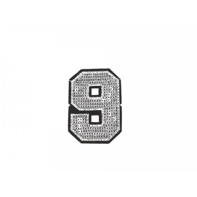 Decorative iron-on applique with sequins – number