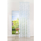 Curtain fabric with lead thread 2.80m Luiza – white with cool green plant pattern