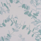 Curtain fabric with lead thread 2.80m Luiza – white with cool green plant pattern
