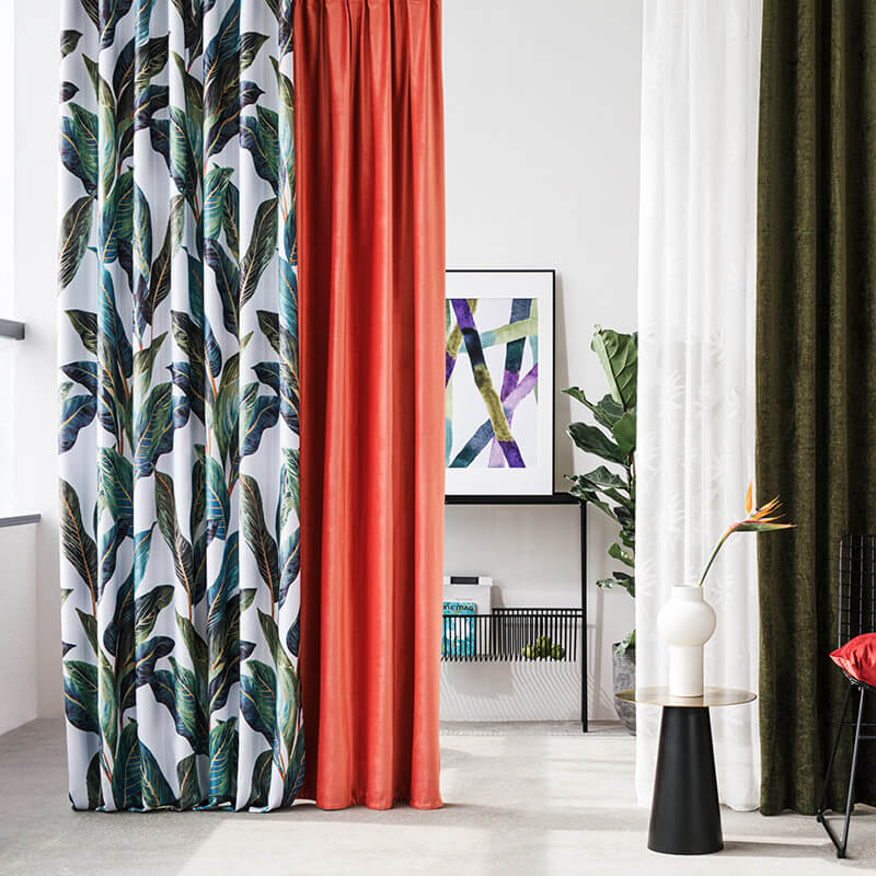 Night curtain fabric 280cm | 210g/m² – leaves