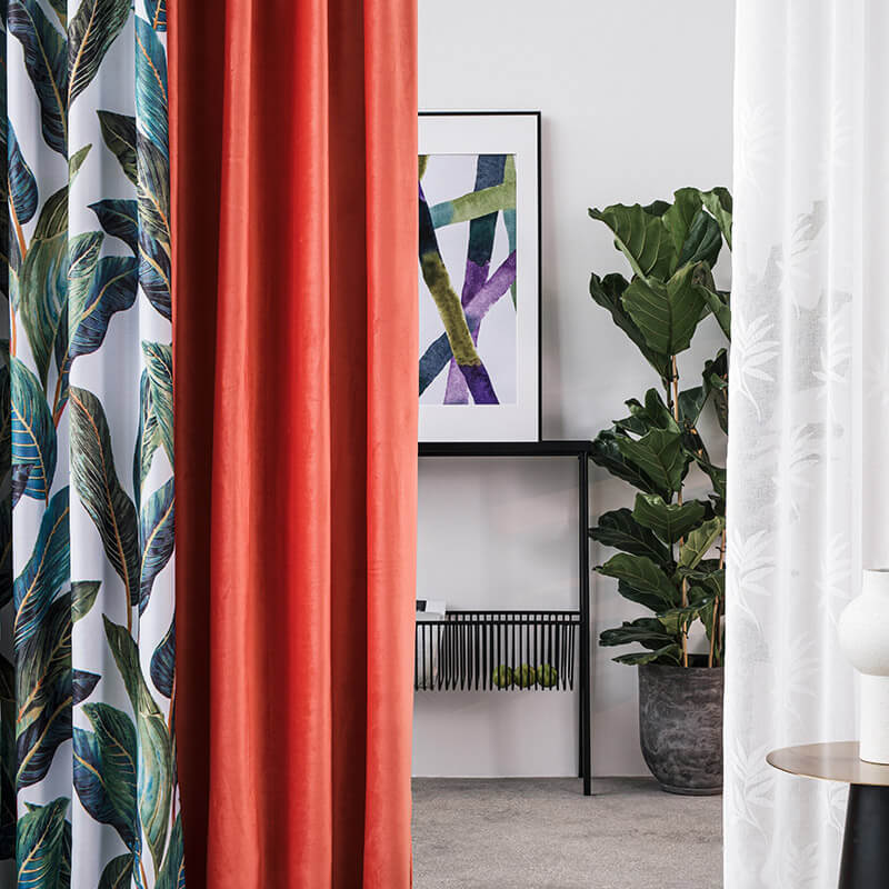 Night curtain fabric 280cm | 210g/m² – leaves