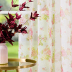 Curtain tulle with lead thread 2.80m - cream color with rose pattern