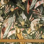 Velvet curtain fabric 3m – green with abstract pattern