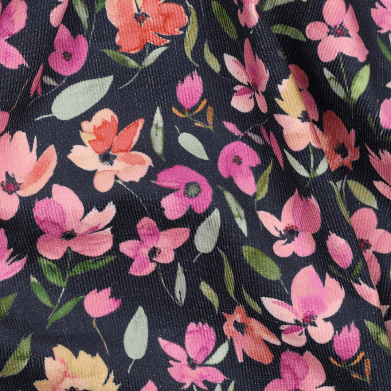 Cotton velvet fabric BABYCORD 140cm | 145g/m² - flowers