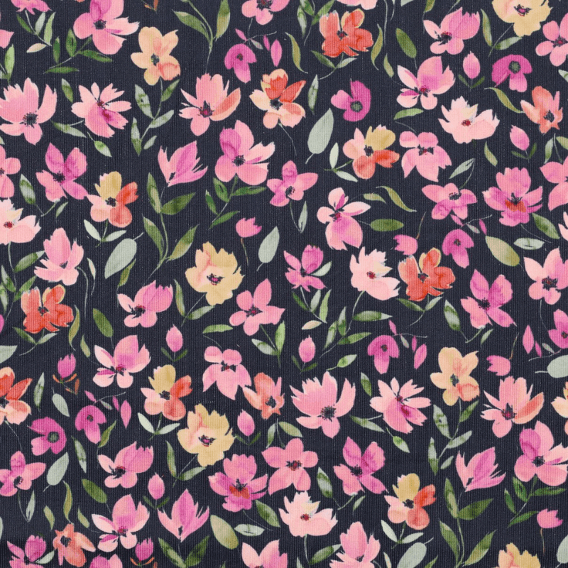Cotton velvet fabric BABYCORD 140cm | 145g/m² - flowers