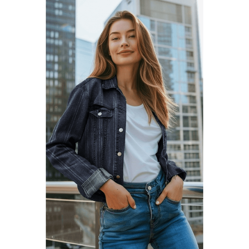 Denim fabric 175cm | 320g/m² – dark blue with worn effect