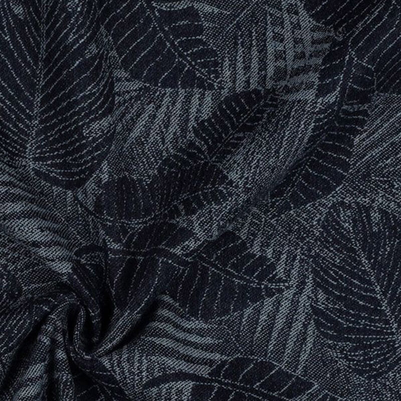 Denim fabric 150cm | 320g/m² - dark blue with leaf pattern