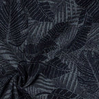 Denim fabric 150cm | 320g/m² - dark blue with leaf pattern