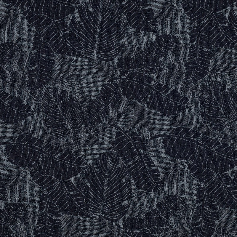 Denim fabric 150cm | 320g/m² - dark blue with leaf pattern