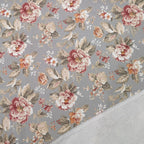 Canvas fabric 280cm | 230g/m² – flowers on a gray background