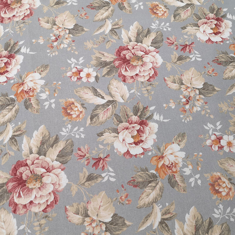 Canvas fabric 280cm | 230g/m² – flowers on a gray background