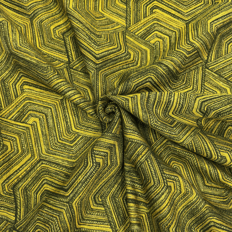 Fabric for home textiles 280cm - green with a geometric pattern