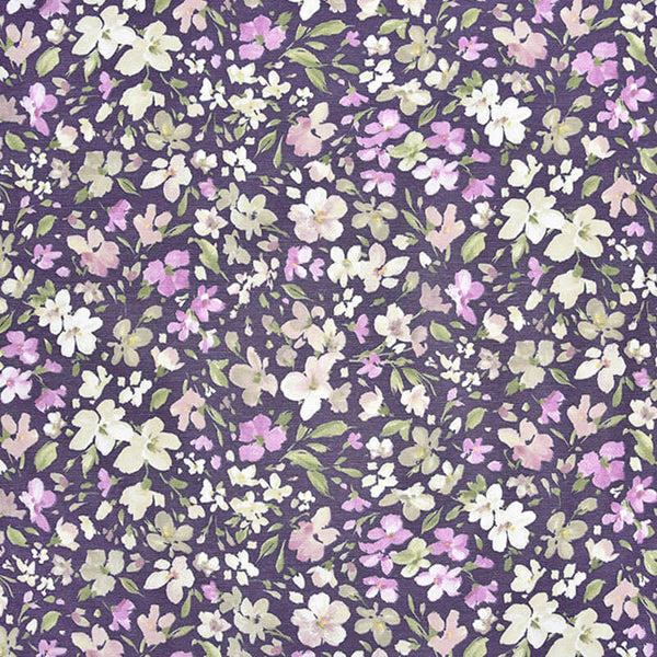 Kanvas audums 280cm | 230g/m² – ziedi uz violeta fona