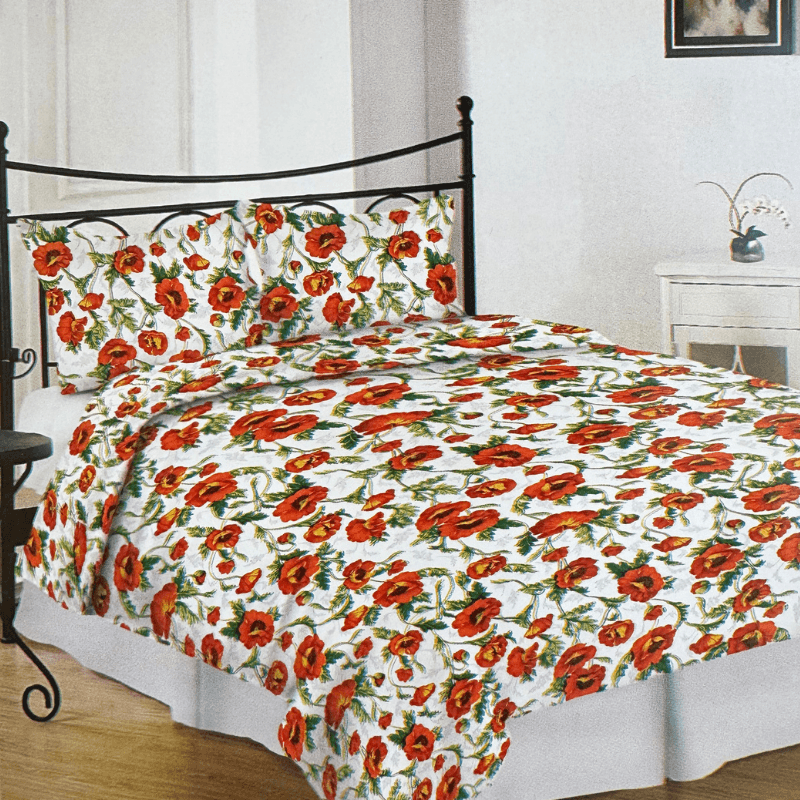 Cotton fabric 220cm | 147g/m² with a botanical poppy pattern