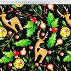 Cotton fabric 160cm – Christmas patterns on a black background
