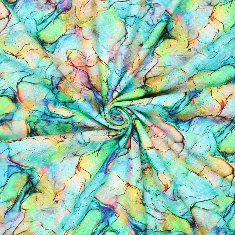 Embroidered cotton fabric 145cm | 105g/m² – teal