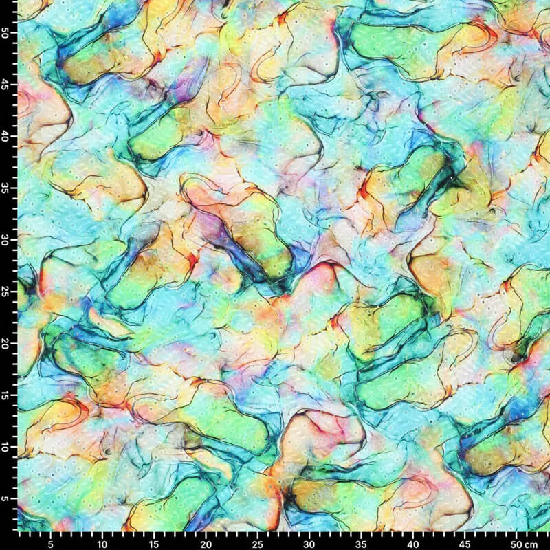Embroidered cotton fabric 145cm | 105g/m² – teal