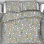 Kokvilnas audums 160cm | 130g/m² – Ziemassvētki - pelēks