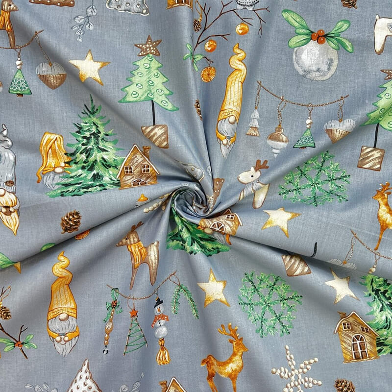 Cotton fabric 160cm | 130g/m² – Christmas - grey
