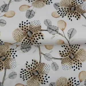 Kokvilnas satīna audums ar elastānu 150cm | 200g/m² – ziedi