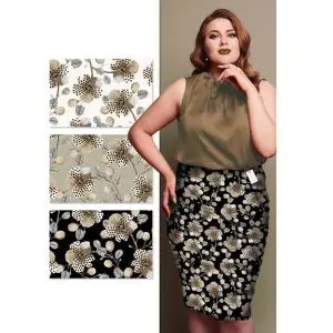 Kokvilnas satīna audums ar elastānu 150cm | 200g/m² – ziedi