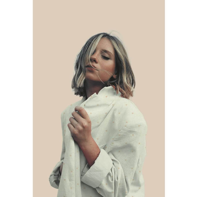 Linen - viscose fabric 125cm - natural tone with embroidered dots