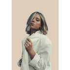 Linen - viscose fabric 125cm - natural tone with embroidered dots