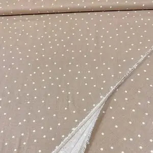 Linu audums 150cm – bēšs ar pumpiņu rakstu