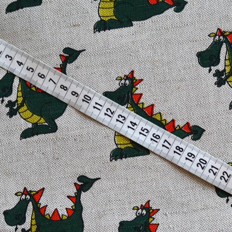 Kokvilnas - linu audums 150cm - pūķis