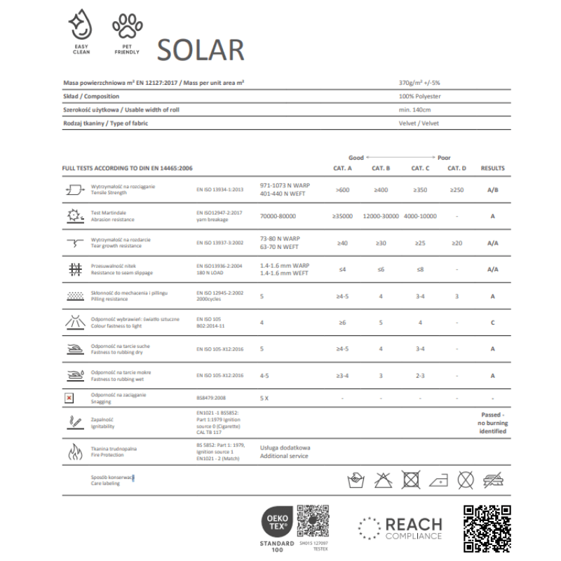 Furniture fabric 140cm Solar
