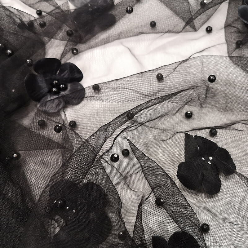 Clothing tulle with beads and flowers 150cm