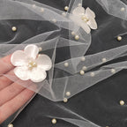 Clothing tulle with beads and flowers 150cm