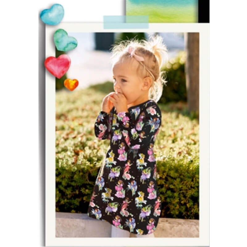 Knitted fabric 150cm | 200g/m² – fairies on a black background